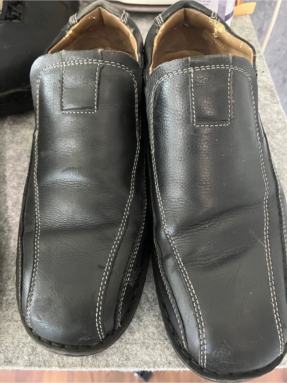 Bass Men's Black Leather Slip-On Dress Shoes